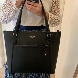 KATE SPADE CAMERON LARGE POCKET TOTE LEATHER BLACK